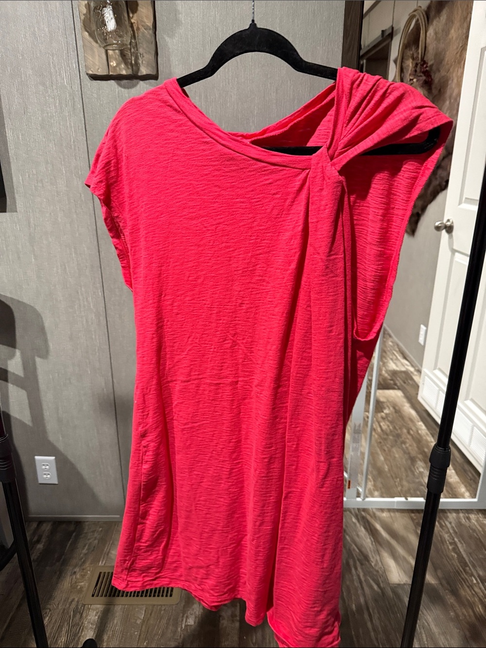 GAP One-Shoulder Knot Dress in Bright Pink